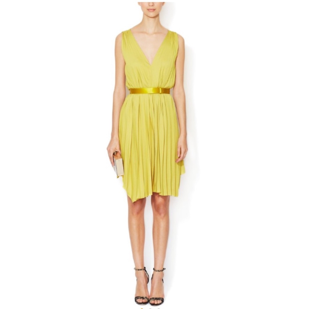 Halston Heritage Midi Dress Chartruese Color +Belt